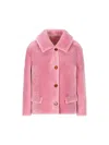Prada Single-breasted Shearling Jacket In Begonia