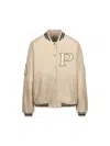 Prada Padded Leather Varsity Jacket Women In Pink
