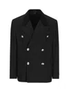 Prada Wool Blazer With Metallic Buttons And Double-breasted Design In Black