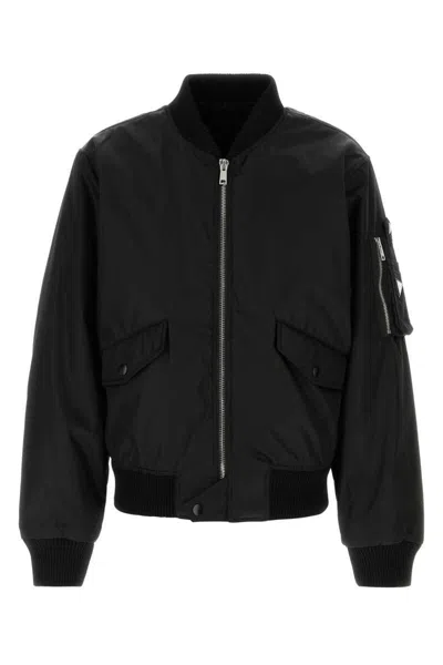 Prada Re-nylon Bomber Jacket In Black