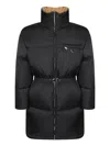 Prada High Collar Long Sleeve Cotton Coat In Black