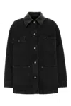 Prada Denim Jacket With Collar Contrast Pockets Sleeves In Black