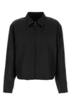 Prada Logo-plaque Cropped Jacket In Black