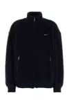 Prada Short Coat High Collar Front Pockets Ribbed Cuffs In Black