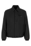Prada Re Nylon Padded Jacket Collared Design Pockets In Black
