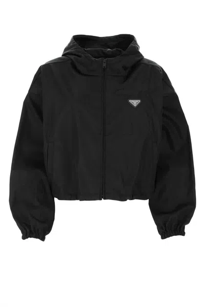 Prada Lightweight Cashgora Blouson Jacket In Black