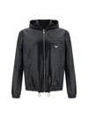 Prada Reversible Blouson In Leather And Re-nylon In Black
