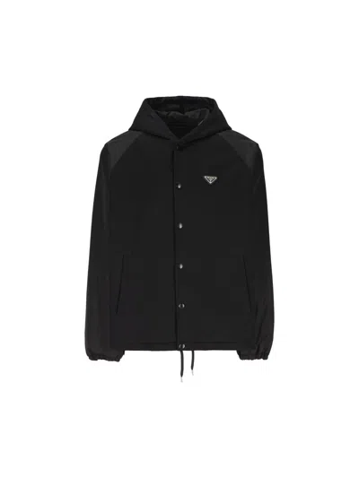 Prada Bomberjacke Mit Logo-applikation In Black