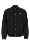 Prada Logo Plaque Jacket In Black