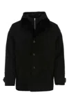 Prada Shearling Hooded Jacket With Detachable Sleeveless Layer In Black