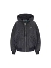 Prada Dark Blue Re-nylon Bomber Jacket In Blue