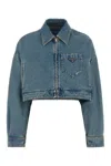 Prada Cropped Denim Jacket Featuring Buttoned Cuffs In Blue