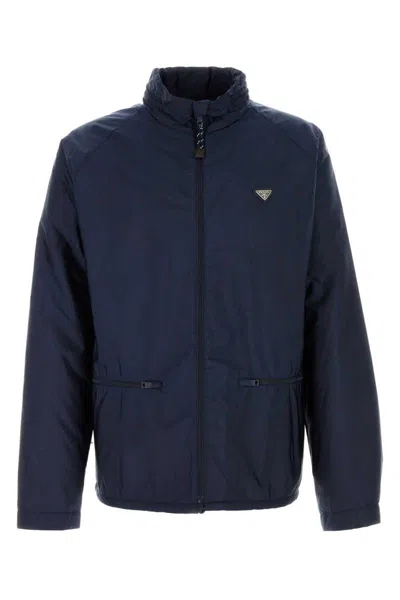 Prada Navy Blue Re-nylon Jacket In Multi