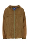 Prada Women Re-nylon Hooded Jacket With Contrast Trims In Brown