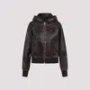 Prada Nappa Leather Hoodie Jacket In Brown