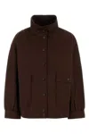 Prada Brown High Neck Jacket In Brown