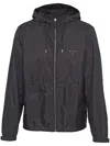 Prada Triangle Logo Zip-up Jacket In Black