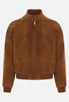 Prada Suede Bomber Jacket In Gold