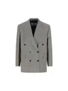 Prada Wool Blazer With Notch Lapels And Structured Shoulders In Gray