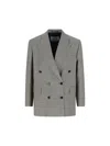 Prada Wool Blazer With Notch Lapels And Structured Shoulders In Gray