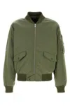 Prada Triangle-logo Bomber Jacket In Green