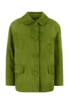 Prada Giacca In Pelle Scamosciata Verde Donna In Green