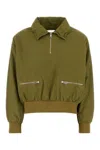 Prada Womens Green Logo-embellished Pull-on Cotton Jacket In Green