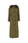 Prada Army Green Satin Cotton Parka Coat In Green
