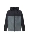 Prada Drawstring Hooded Color-block Jacket Pockets In Grey