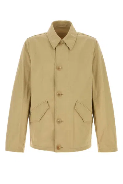 Prada Cotton Jacket Collared Neck Long Sleeves In Brown