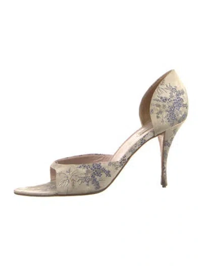 Pre-owned Prada Jacquard Animal Print Sandals In Gold