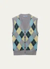 PRADA JACQUARD ARGYLE SUPERFINE WOOL VEST