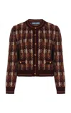 PRADA JACQUARD-CHECKED WOOL CARDIGAN