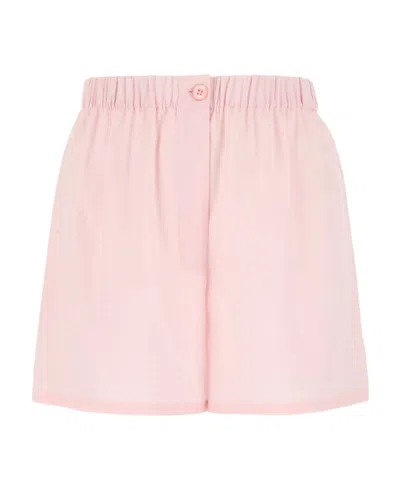 Prada Jacquard Crepe De Chine Logo Shorts In Pink