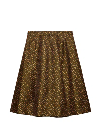 Prada High Waist Floral Skirt Full Silhouette In Multi