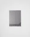 Prada Logo-print Scarf In Silberfarben/talkweiss