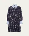 Prada Floral-print Silk Minidress In Bleu