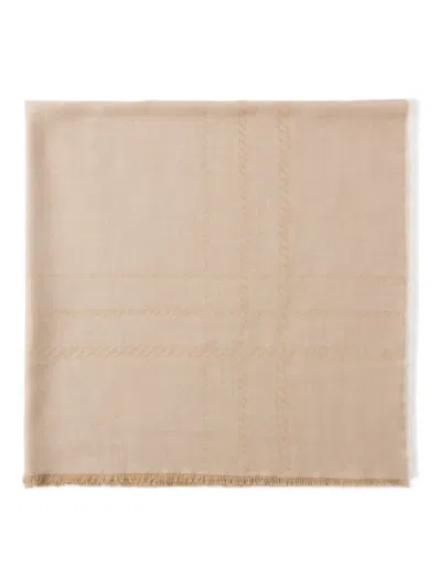 Prada Jacquard Fringed Scarf In Neutral