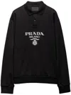 Prada Logo Print Long-sleeved Polo T-shirt In Schwarz