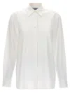 Prada Pleated Logo-jacquard Shirt In Bianco