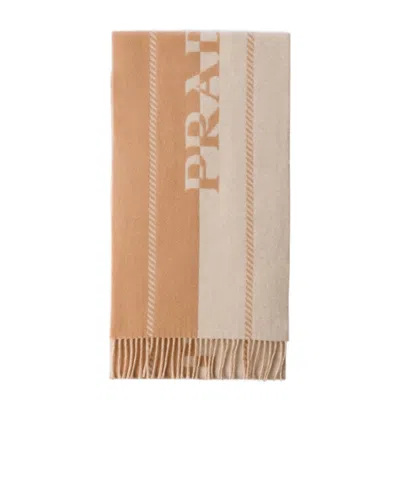 PRADA SMALL WOOL SCARF WITH JACQUARD LOGO