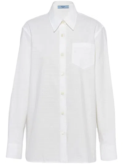 Prada Long-sleeve Cotton Shirt In White