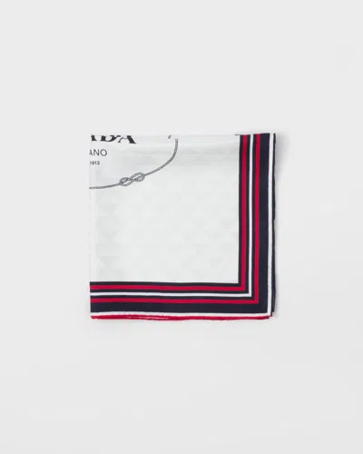 Prada Printed Silk Twill Jacquard Scarf 55 X 55 Cm