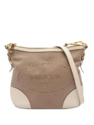 Pre-owned Prada Jacquard Shoulder Bag In Neutral