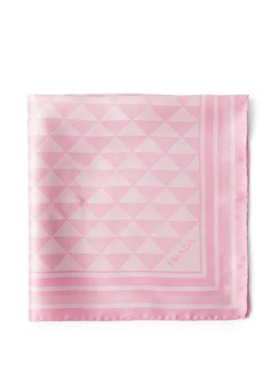 Prada Schal Aus Jacquard-seide 55x55 In Pink