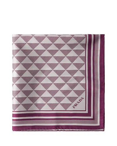 Prada Jacquard Silk Scarf 55x55 In Purple