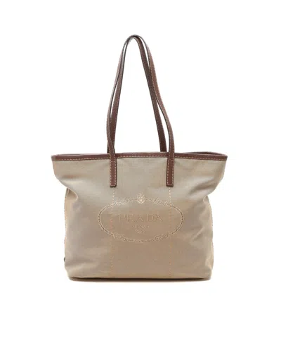 Prada Jacquard Tote Bag In Neutral