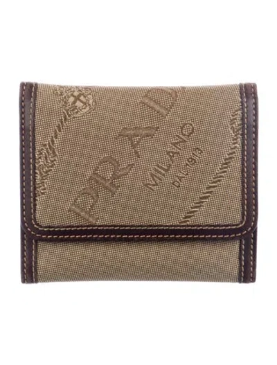 Pre-owned Prada Jacquard Trifold Wallet In Brown