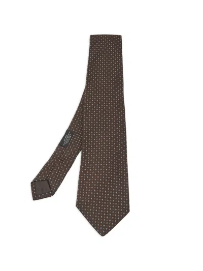 Pre-owned Prada Jacquard-weave Silk Tie In Brown