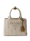 Prada Jardini Re Small Cotton Canvas Bag In Red